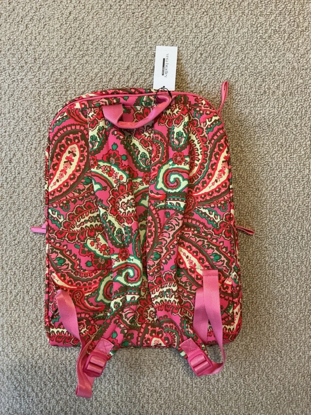 NWT Vera Bradley Capri Pink Paisley Print Essential Large Backpack